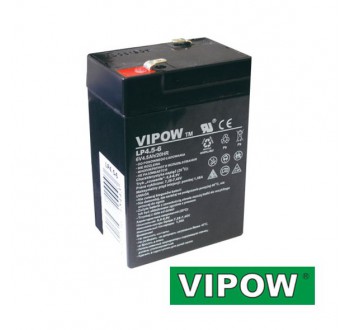 Baterie olověná 6V/ 4.5Ah VIPOW bezúdržbový akumulátor (4,2Ah)