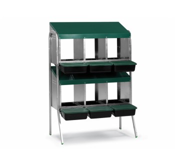 Snáškové hnízdo pro slepice se sběrným košíkem na vejce - GAUN šestimístné na nožičkách