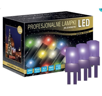 LED osvětlení venkovní - klasická, fialová, 10 m, fialový kabel