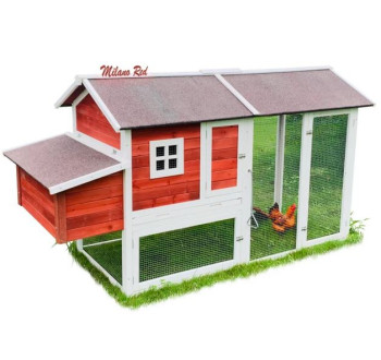 Dřevěný kurník MILÁNO RED MAXI, 2200x740x1200 mm