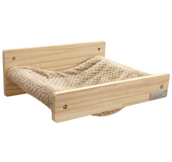 Nástěnné odpočívadlo pro kočky KERBL 80917 TIMBER 38x33,5x16cm, přírodní/taupe