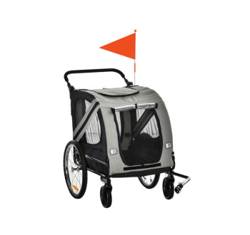 Vozík za kolo pro psy 2v1 PAWHUT D00-144GY, šedý
