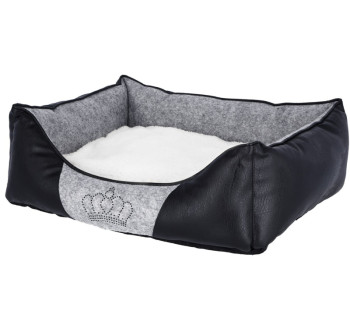 Pelíšek pro psy a kočky KERBL 80361 CHIARA, 55x45x18 cm, světle šedá/černá