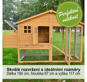 Dřevěný kurník BERLIN XXL, 1900x670x1170 mm