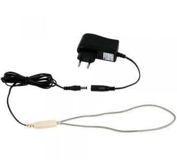Vyhřívací topný kabel 12 V / 6W s adaptérem, nerezové opletení
