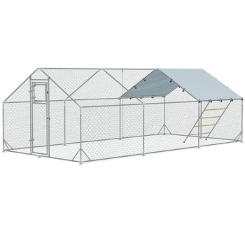 Výběh pro drůbež s bidlem PAWHUT D51-436V05SR, 3x6x1,95m