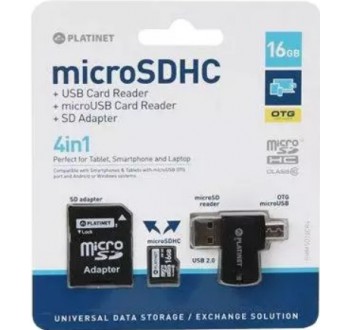 Karta paměťová PLATINET micro SD 16 GB 4v1