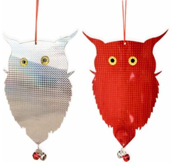 Plašič ptáků - sova - Sada 2ks (stříbrná / červená)
