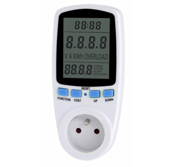 Hütermann Elektroměr zásuvkový měřič spotřeby s pamětí PM6 - digitální wattmetr do zásuvky zálohování