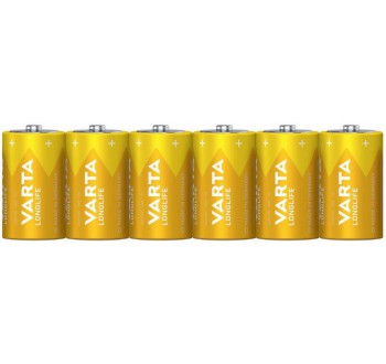 Alkalická baterie Varta Longlife, typ D, sada 6 ks