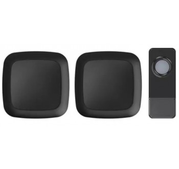 Zvonek bezdrátový Geti GWD 206B sada, do zásuvky, 2xzvonek, 300m, černá, learning code