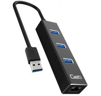 USB rozbočovač GETI GUH3AE 3x USB-A 3.0 + 1x Ethernet