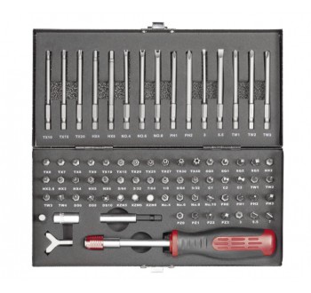 TOOLCRAFT HT02183 820952 sada bitů 75dílná plochý, inbus, spojka, Tri-Wing, TORQ, čtyřzub (XZN), křížový PZ, křížový PH