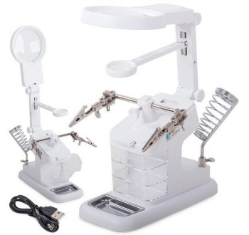 Držáček s lupou - třetí ruka, lupa 75mm, 30mm, 20mm