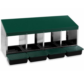 Snáškové hnízdo pro slepice se sběrným košíkem na vejce - GAUN čtyřmístné