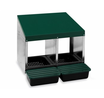 Snáškové hnízdo pro slepice se sběrným košíkem na vejce - GAUN dvoumístné