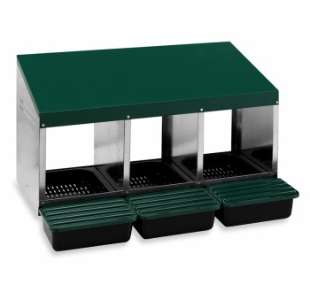 Snáškové hnízdo pro slepice se sběrným košíkem na vejce - GAUN trojmístné