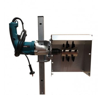 Škubačka drůbeže na vrtačku s ochranným krytem a stojanem SPIUMATRICE DIT SP RU06