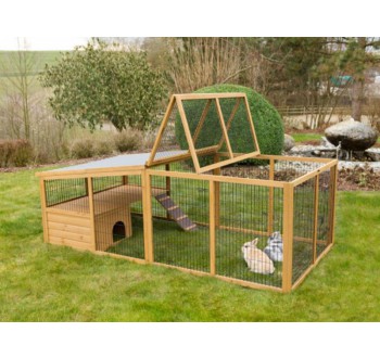 Výběh pro králíky odklopný s domečkem KERBL 220x115x75cm