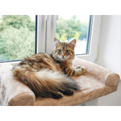 Pelíšek pro kočky, lehátko na parapet KERBL 56x36x7cm, béžové