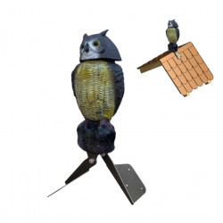 Plašič ptáků Sova - 3D maketa, 40 cm, kotvení na hřeben, rotující hlava 360 °