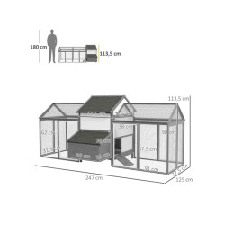 Kurník pro slepice PAWHUT D51-130V01GY