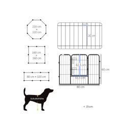 Výběh pro psy a další zvířata PAWHUT D06-107V02BK, 8 panelů, 80x60 cm