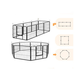 Výběh pro psy a další zvířata PAWHUT D06-107V02BK, 8 panelů, 80x60 cm