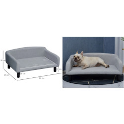 Pohovka pro psy PAWHUT D04-149, světle šedá, 82x54x36 cm