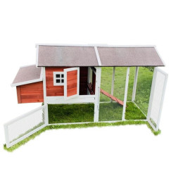 Dřevěný kurník MILÁNO RED MAXI, 2200x740x1200 mm