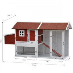 Dřevěný kurník MILÁNO RED MAXI, 2200x740x1200 mm
