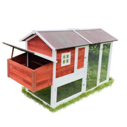 Dřevěný kurník MILÁNO RED MAXI, 2200x740x1200 mm
