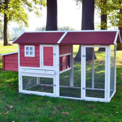 Dřevěný kurník MILÁNO RED MAXI, 2200x740x1200 mm