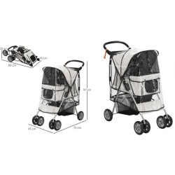 Kočárek pro psy PAWHUT D00-058V01GY, šedý