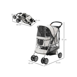 Kočárek pro psy PAWHUT D00-058V01GY, šedý