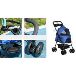 Kočárek pro psy PAWHUT D00-127BU, modrý