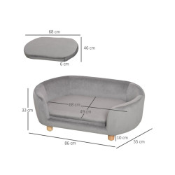 Pohovka pro psy PAWHUT D04-167GY, světle šedá, 86x55x33 cm