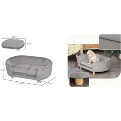 Pohovka pro psy PAWHUT D04-167GY, světle šedá, 86x55x33 cm