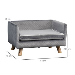 Pohovka pro psy PAWHUT D04-159CG, tmavě šedá, 64x45x36 cm