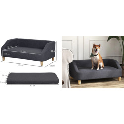 Pohovka pro psy PAWHUT D04-183CG, tmavě šedá, 95x63x39 cm