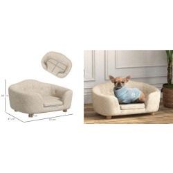 Pohovka pro psy PAWHUT D04-196CW, krémově bílá, 70x47x30 cm