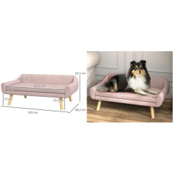 Pohovka pro psy PAWHUT D04-269V00PK, růžová, 102x58,5x42,5 cm