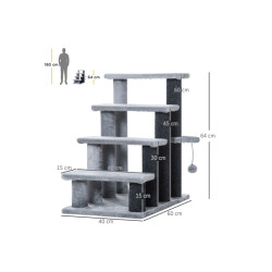 Schůdky pro psy a kočky PAWHUT D06-092V01, šedé, 60x40x64 cm