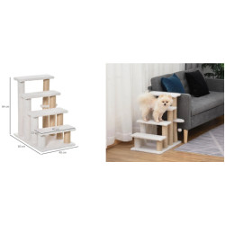 Schůdky pro psy a kočky PAWHUT D06-093, bílé, 60x40x64 cm