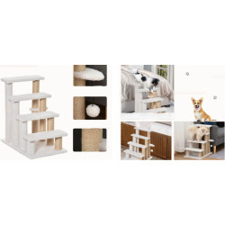 Schůdky pro psy a kočky PAWHUT D06-093, bílé, 60x40x64 cm