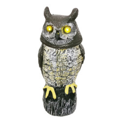Plašič ptáků Sova, otočná hlava, svítící oči, zvuk, 43cm, solární