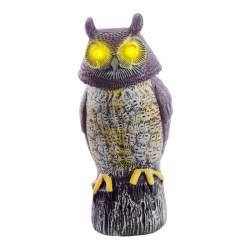 Plašič ptáků Sova 43cm /svítící oči, otáčející se hlava