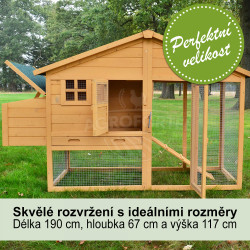 Dřevěný kurník BERLIN XXL, 1900x670x1170 mm