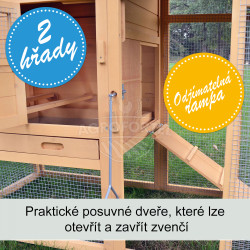 Dřevěný kurník BERLIN XXL, 1900x670x1170 mm