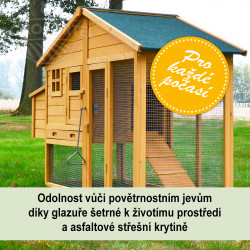 Dřevěný kurník BERLIN XXL, 1900x670x1170 mm